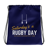 Navy Saturday's a Rugby Day Drawstring bag - Saturday's A Rugby Day