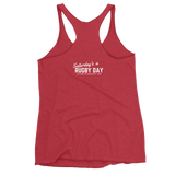 Women's Crouch Bind Set Racerback Tank - Saturday's A Rugby Day