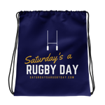 Navy Saturday's a Rugby Day Drawstring bag - Saturday's A Rugby Day