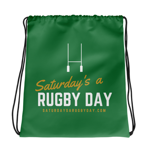Green Saturday's a Rugby Day Drawstring bag - Saturday's A Rugby Day