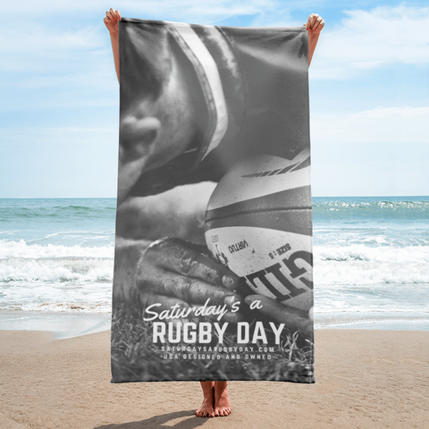 Grayscale Towel - Saturday's A Rugby Day