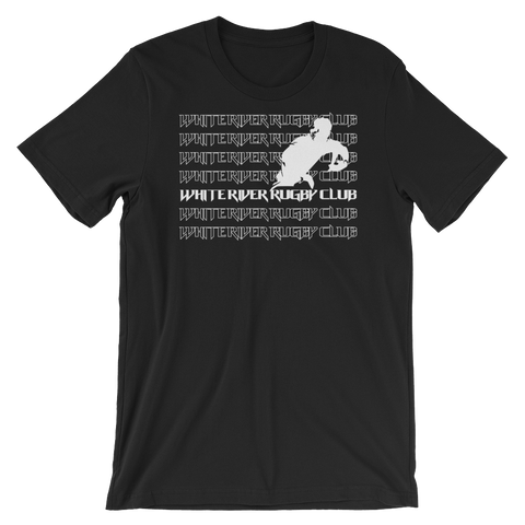 White River Repeat Short-Sleeve Unisex T-Shirt - Black - Saturday's A Rugby Day
