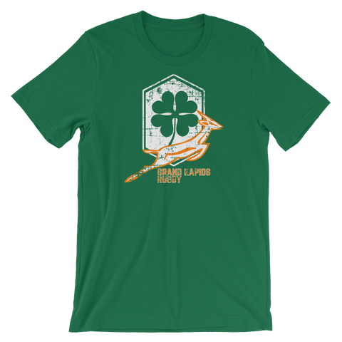 Grand Rapids Shamrock Shield Short-Sleeve Unisex T-Shirt - Saturday's A Rugby Day